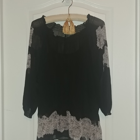 🔥NWT🔥Apt 9 sheer peasant top - Picture 2 of 8